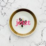 Wandteller Typo jetzt vintage Herr Fuchs Gold neonpink Punkte 11cm Wohnen