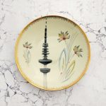 Wandteller Hamburg Fernsehturm vintage Herr Fuchs Teller Blumen Gold 20cm Streifen