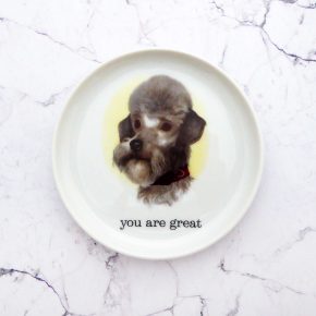 Wandteller Typo you are great Herr Fuchs  Pudel Hund 10cm mini vintage