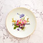 Wandteller you are great Herr Fuchs Blume Rose bunt 19cm Gold rosa / blau vintage