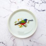 Wandteller Herr Fuchs yeah Typo Vogel mini 10cm Bunt vintage Wohnen weiß