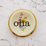 Wandteller oha Typo Herr Fuchs mini 10cm gold bunt Blume Schnack vintage gelb
