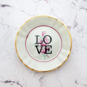 Wandteller Herr Fuchs Typo Love Gold mini 9cm Blumen wohnen vintage Lila Grün