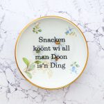 Wandteller Snacken köönt Typo Herr Fuchs 19cm  gold plattdeutsch Blume vintage Margerite