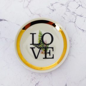 Wandteller Herr Fuchs Typo Love Gold Grün mini 10cm Pflanze wohnen vintage
