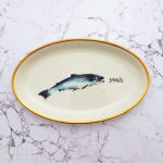 Wandplatte Herr Fuchs Typo yeah 24cm Fisch gold Wohnen Meer vintage Blaufisch