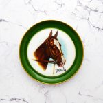 Wandteller Herr Fuchs yeah Typo Pferd mini 10cm Wohnen vintage gold grün