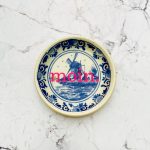 Wandteller Typo moin. vintage Herr Fuchs mini neonpink 7cm blau/weiß Delfter Mühle