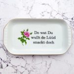 Wandteller Typo Do wat du wullt vintage Herr Fuchs Platte Wohnen 23cm Blume rosa plattdeutsch