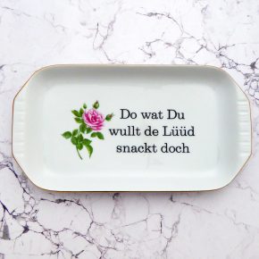 Wandteller Typo Do wat du wullt vintage Herr Fuchs Platte Wohnen 23cm Blume rosa plattdeutsch