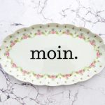 Wandteller Platte Herr Fuchs moin. Blume grün rosa 24cm #perfekt vintage Wohnen