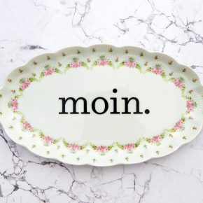 Wandteller Platte Herr Fuchs moin. Blume grün rosa 24cm #perfekt vintage Wohnen