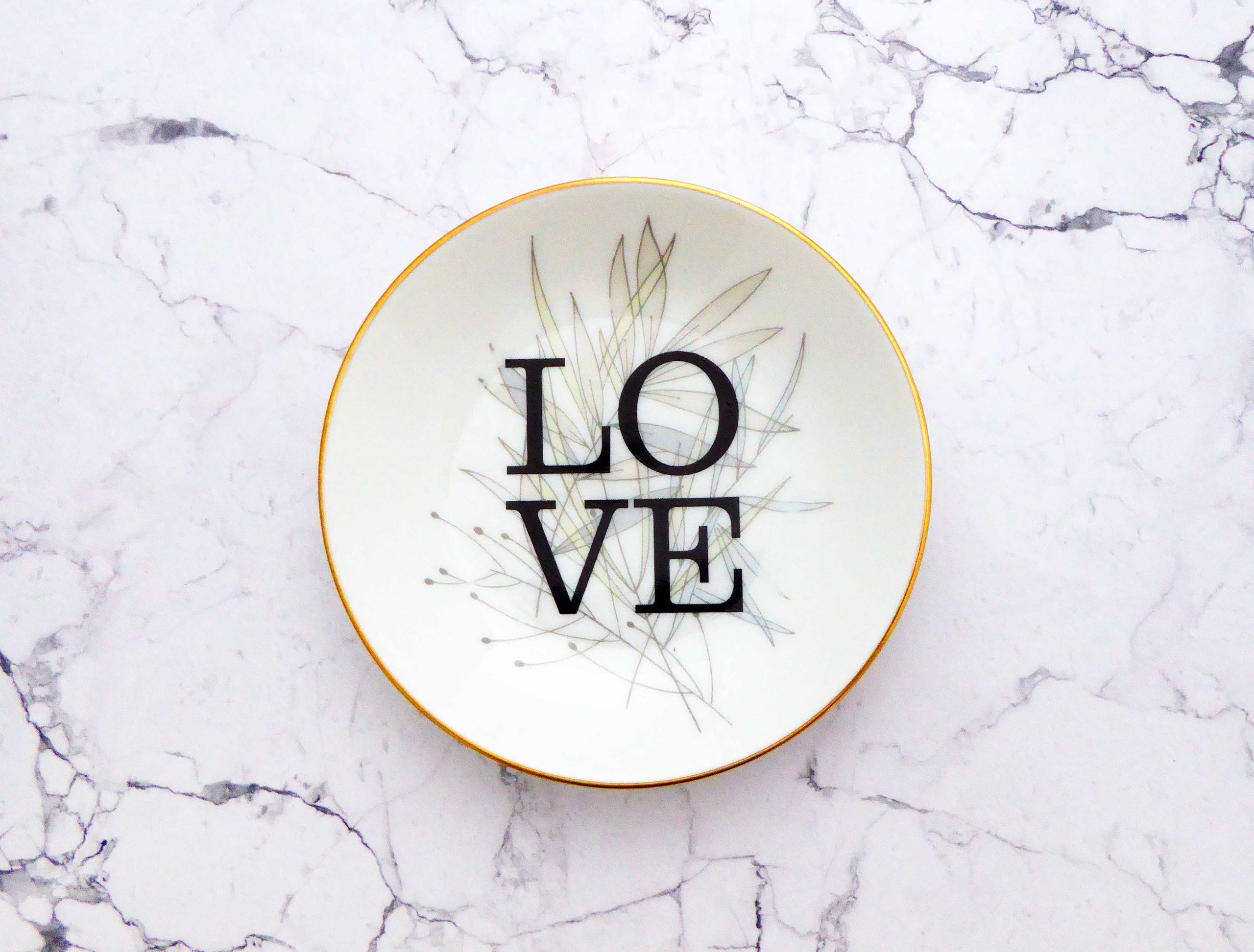 Wandteller Herr Fuchs Typo Love mini 11cm Gras Gelb Blau wohnen vintage