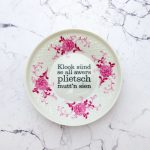 Wandteller plietsch Typo Herr Fuchs mini 11cm rosa/lila Blume Wohnen plattdeutsch vintage