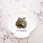 Wandteller Typo you are great Muschel Herr Fuchs  Katze 20cm grau vintage