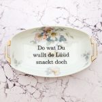Wandteller Typo Do wat du wullt vintage Herr Fuchs Platte Wohnen 24cm Blume lila plattdeutsch