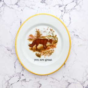 Wandteller Typo you are great Herr Fuchs 24cm Gold Platte vintage Fox