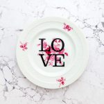 Wandteller Herr Fuchs Typo Love Gold mini 19cm Blume rot wohnen vintage burgund