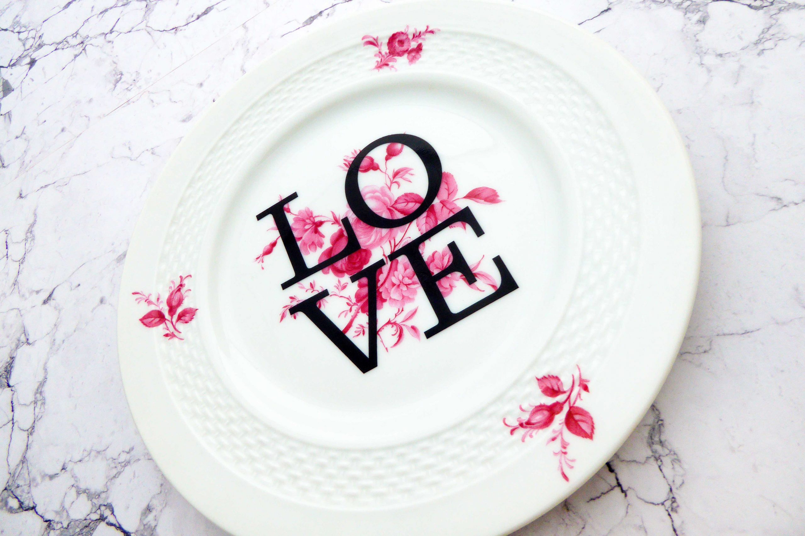 Wandteller Herr Fuchs Typo Love Gold mini 19cm Blume rot wohnen vintage burgund – Bild 2