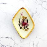 Wandteller Herr Fuchs Typo Love Gold mini 11cm Blumen eckig vintage wohnen rosa