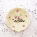 Wandteller Typo mien Leevste vintage Herr Fuchs Teller Gold Blumen 20cm rosa