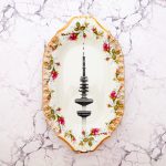 Wandteller Platte Herr Fuchs Hamburger Fernsehturm rosa/gold Wohnen 30cm vintage Blume