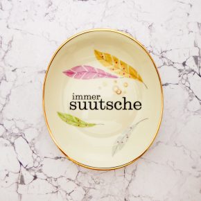 Wandteller Typo suutsche vintage Herr Fuchs Teller Bunt Gold Feder Wohnen 20cm schnack