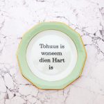 Wandteller Typo Tohuss vintage Herr Fuchs Teller mint/gold plattdeutsch 19cm Wohnen