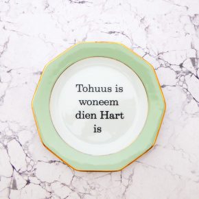 Wandteller Typo Tohuss vintage Herr Fuchs Teller mint/gold plattdeutsch 19cm Wohnen