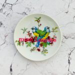 Wandteller Typo mien leevste vintage Herr Fuchs mini neonpink bunt  10cm Vögel Vogel