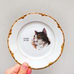 Wandteller Typo nützt ja nix  vintage Herr Fuchs Teller Katze 15cm Gold