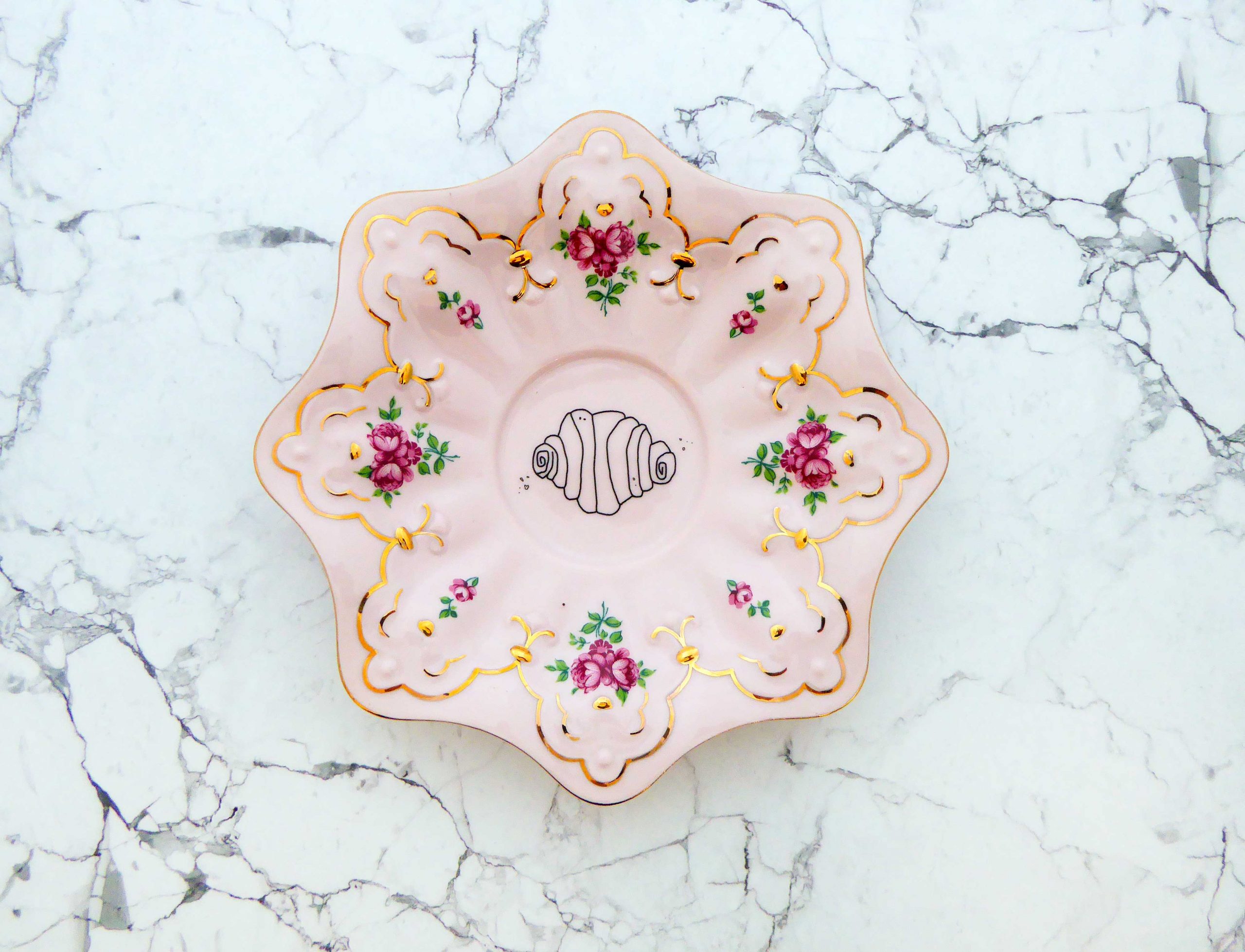 Wandteller Herr Fuchs Franzbrötchen Blume Gold rosa 16cm #perfekt vintage Wohnen