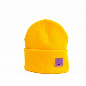 Mütze Gelb Smiley Herr Fuchs Patch Beanie Lila