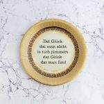 Wandteller Typo Glück vintage Herr Fuchs Teller gold plattdeutsch schwarz/gold 19cm