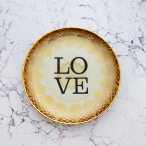 Wandteller Herr Fuchs Typo Love Gold mini 19cm Muster wohnen vintage