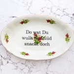 Wandteller Typo Do wat du wullt vintage Herr Fuchs Platte Wohnen 23cm Blume Bunt plattdeutsch
