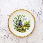 Wandteller Typo yeah vintage Herr Fuchs Teller Wachtel Vogel 19cm gold grün