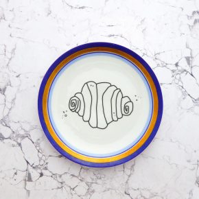 Wandteller Franzbrötchen vintage Herr Fuchs Teller Blau / Gold 19cm Hamburg Wohnen Hellblau