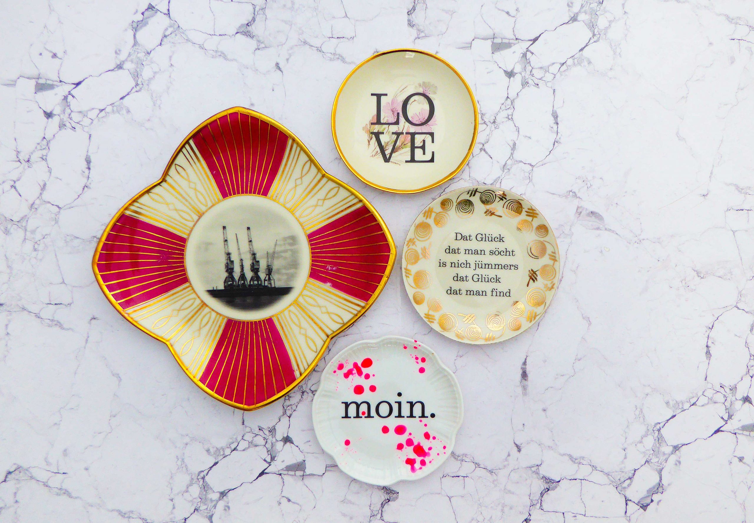 Wandteller Schwalbe Herr Fuchs mini 5cm neon Punkte Kleckse pink minimini Weiß – Bild 3