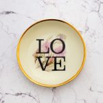 Wandteller Herr Fuchs Typo Love Gold mini 10cm Blumen wohnen vintage rosa