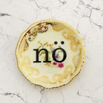 Wandteller nö Typo Herr Fuchs mini 10cm gold bunt Blume Muster vintage