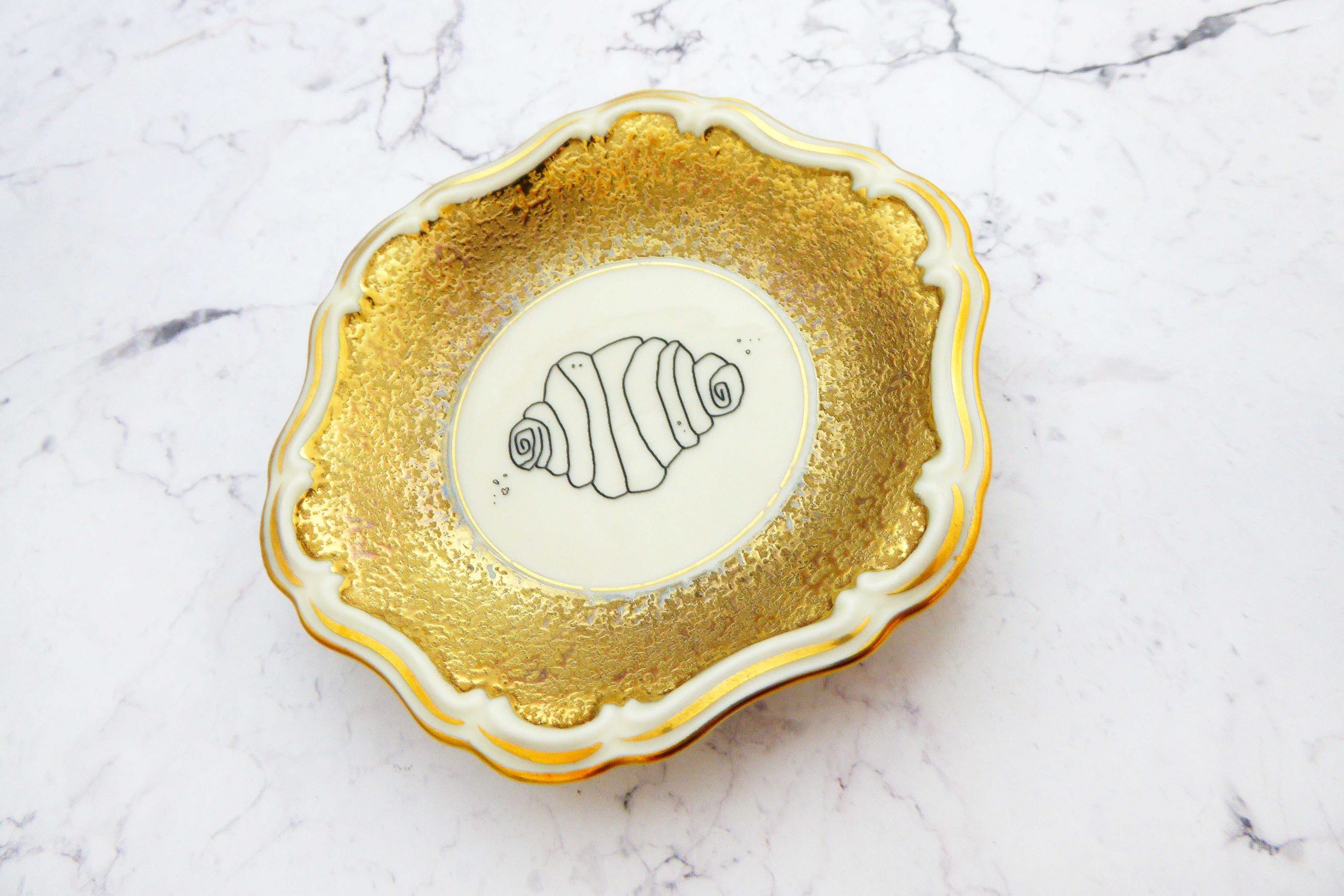 Wandteller Franzbrötchen vintage Herr Fuchs Teller Gold 10cm Hamburg Wohnen Breiter Rand – Bild 2