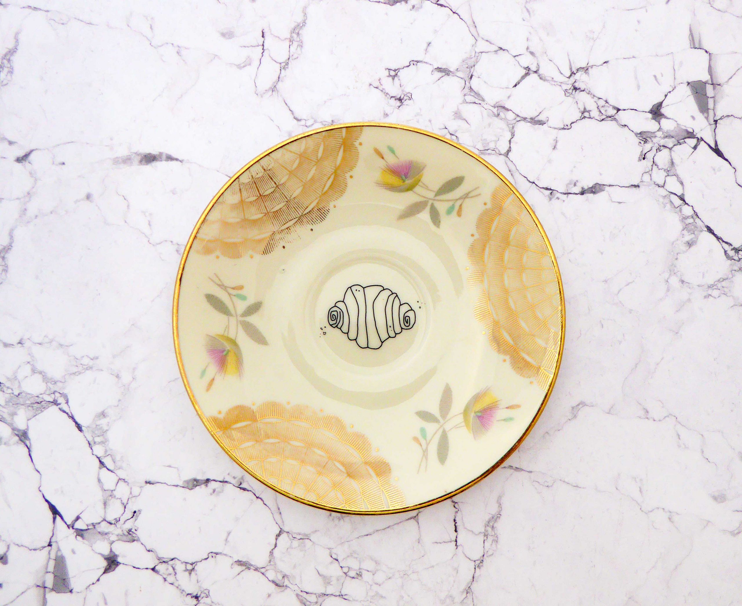 Wandteller Franzbrötchen vintage Herr Fuchs Teller Bunt / Gold 15cm Hamburg Wohnen Blume