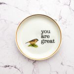 Wandteller Herr Fuchs Typo you are great Goldrand mini Vogel 9cm minimini