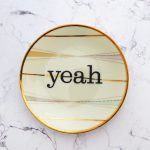 Wandteller Herr Fuchs Typo yeah Gold mini Streifen Bunt Muster 11cm vintage