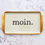 Wandteller Platte Herr Fuchs moin. Typo gold 22cm vintage Muster