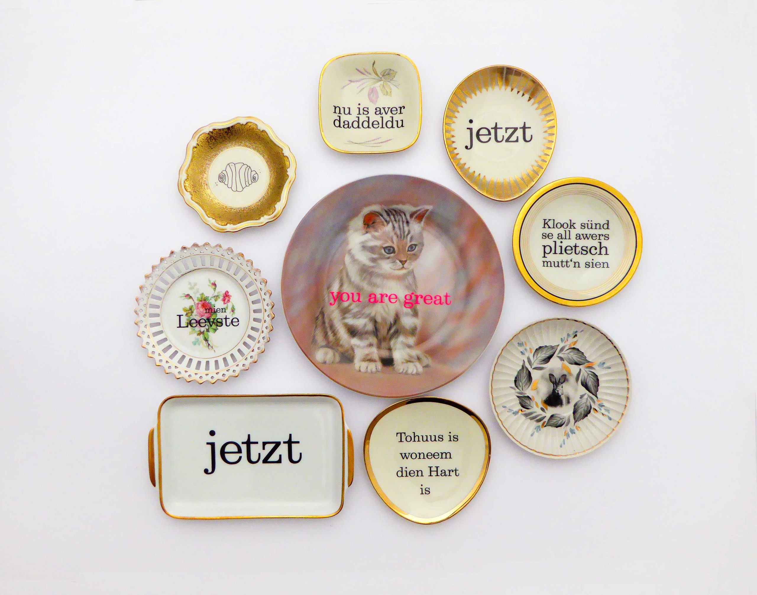 Wandteller Franzbrötchen vintage Herr Fuchs Teller Gold 10cm Hamburg Wohnen Breiter Rand – Bild 3