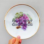 Wandteller daddeldu Typo Herr Fuchs 19cm gold plattdeutsch vintage Obst/Nüsse Trauben