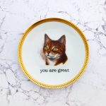 Wandteller Typo you are great Goldrand Herr Fuchs  Katze 19cm vintage