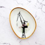 Wandteller Hamburger Hafen Kran Dock 17 Goldrand vintage Herr Fuchs Teller Blumen mini 11cm